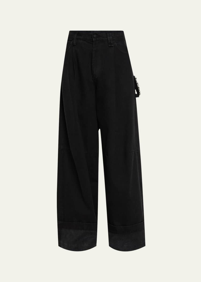 Simone Rocha Men's Embellished Wide-Leg Jeans