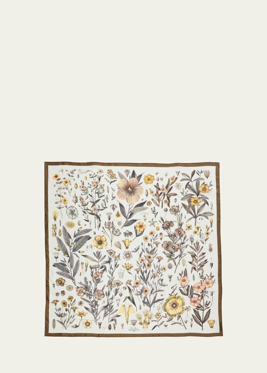 Loro Piana Flower-Print Silk Twill Scarf