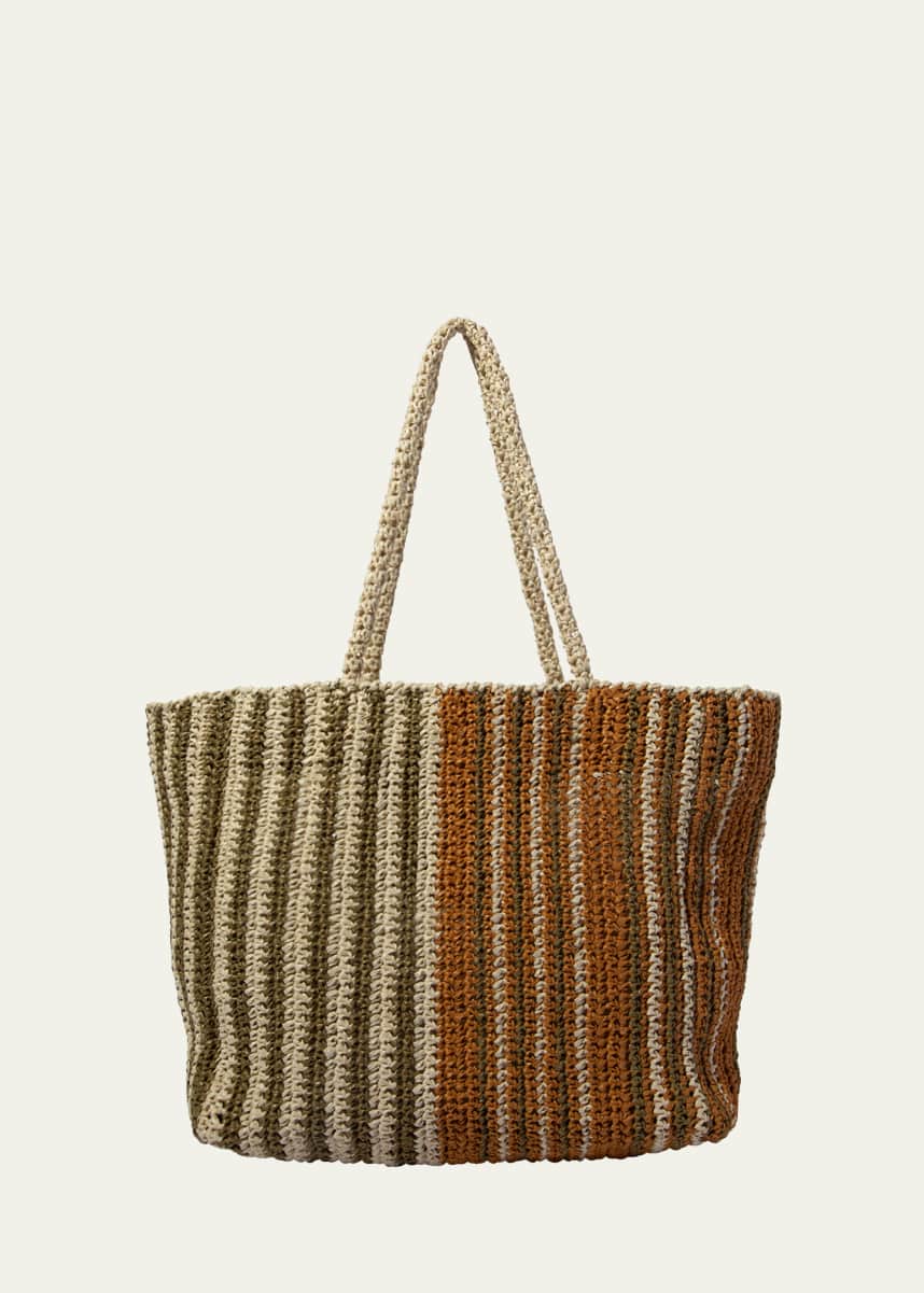 Maria La Rosa Kaya Striped Raffia Tote Bag