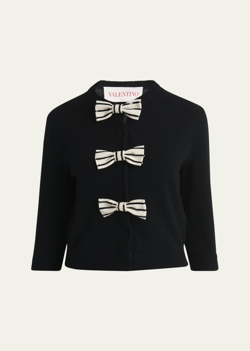 Valentino Garavani Sequined Bow Wool Cardigan