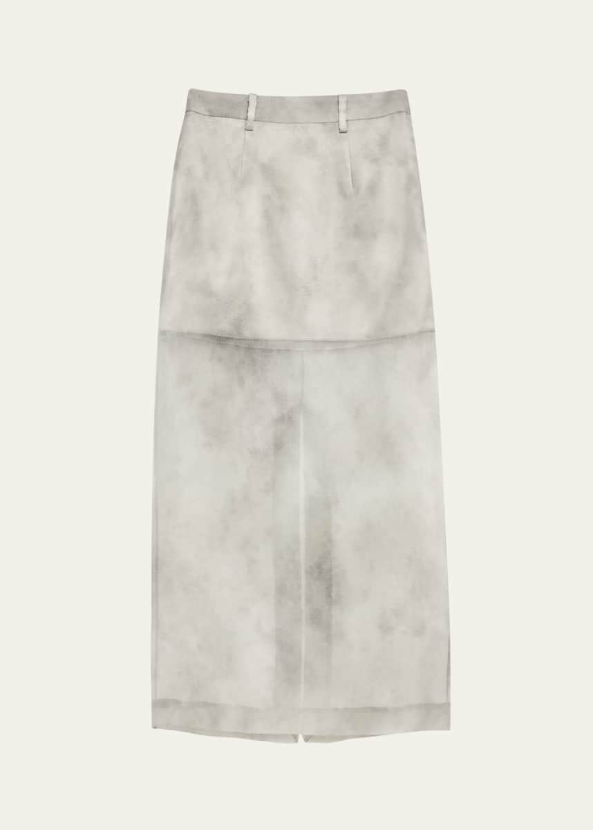 GRACE LING Fog Print Silk Organza Midi Skirt