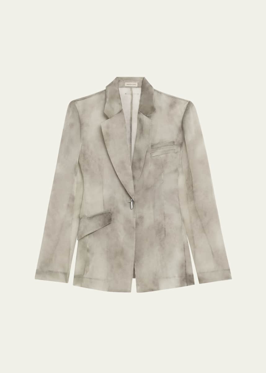 GRACE LING Single-Button Sheer Silk Organza Blazer