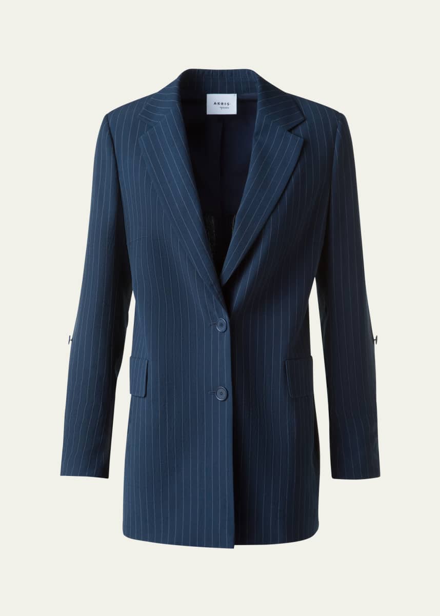 Akris punto Pinstripe Cool Wool Crepe SIngle-Breasted Jacket