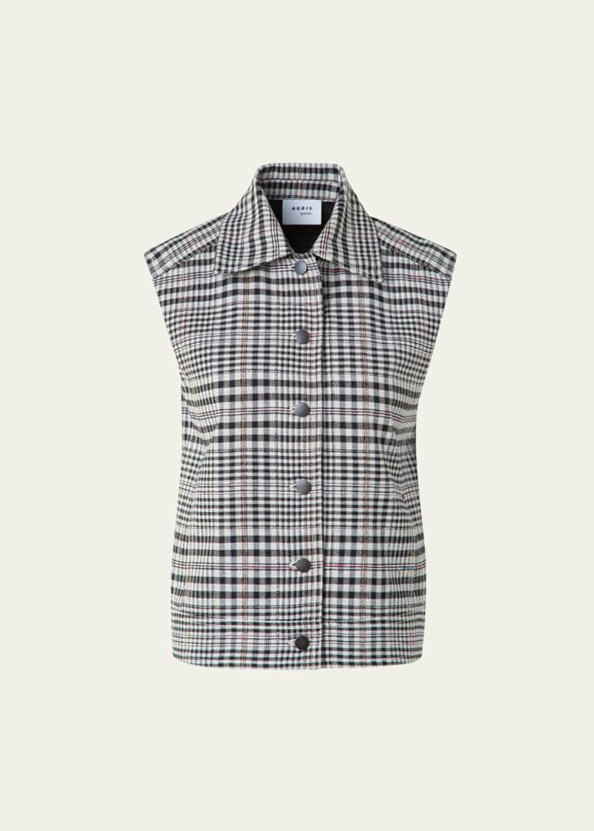 Akris punto Check Cap Sleeve Cotton-Blend Jacket