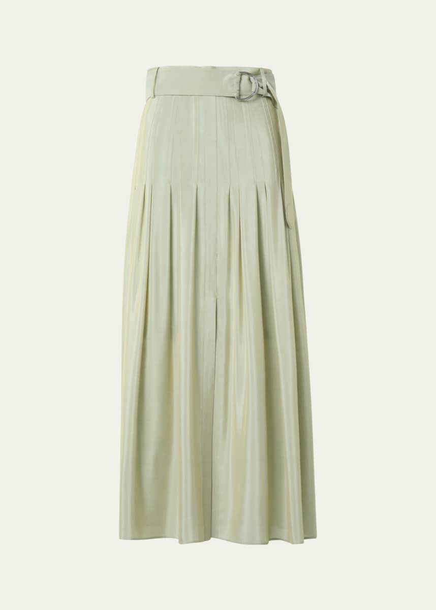 Akris punto Pleated A-Line Batiste Midi Skirt