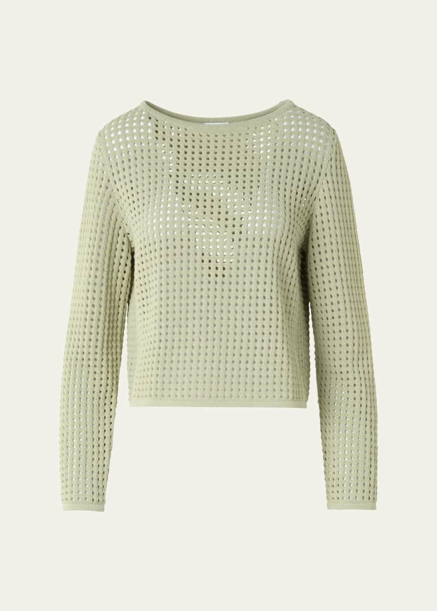 Akris punto Boat-Neck Chunky Cotton Mesh Knit Sweater