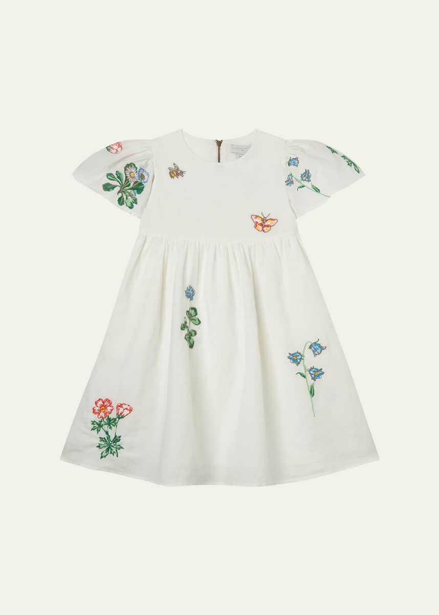 Stella McCartney Kids Girl's Embroidered Cotton-Linen Dress, Size 4-10