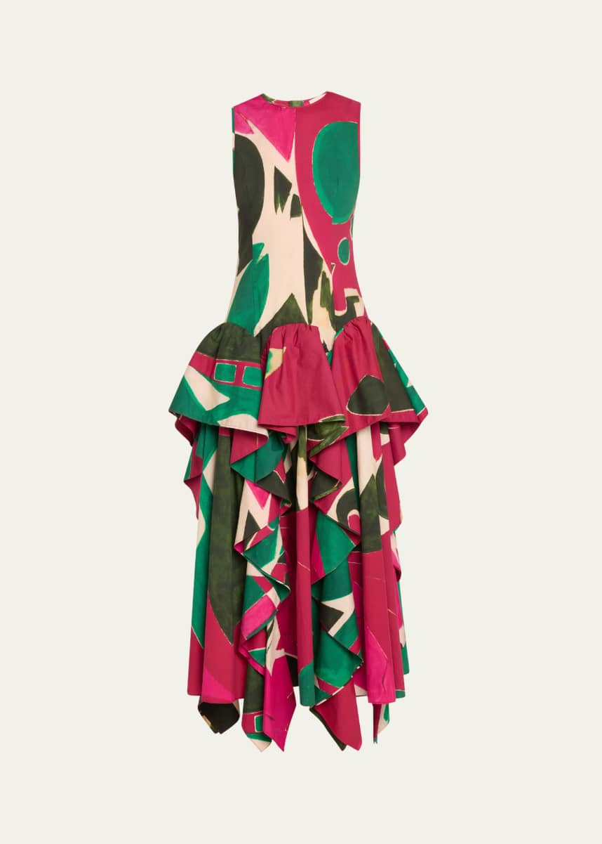 Ulla Johnson UJ x Lee Krasner Mural Sleeveless Ruffle Dress