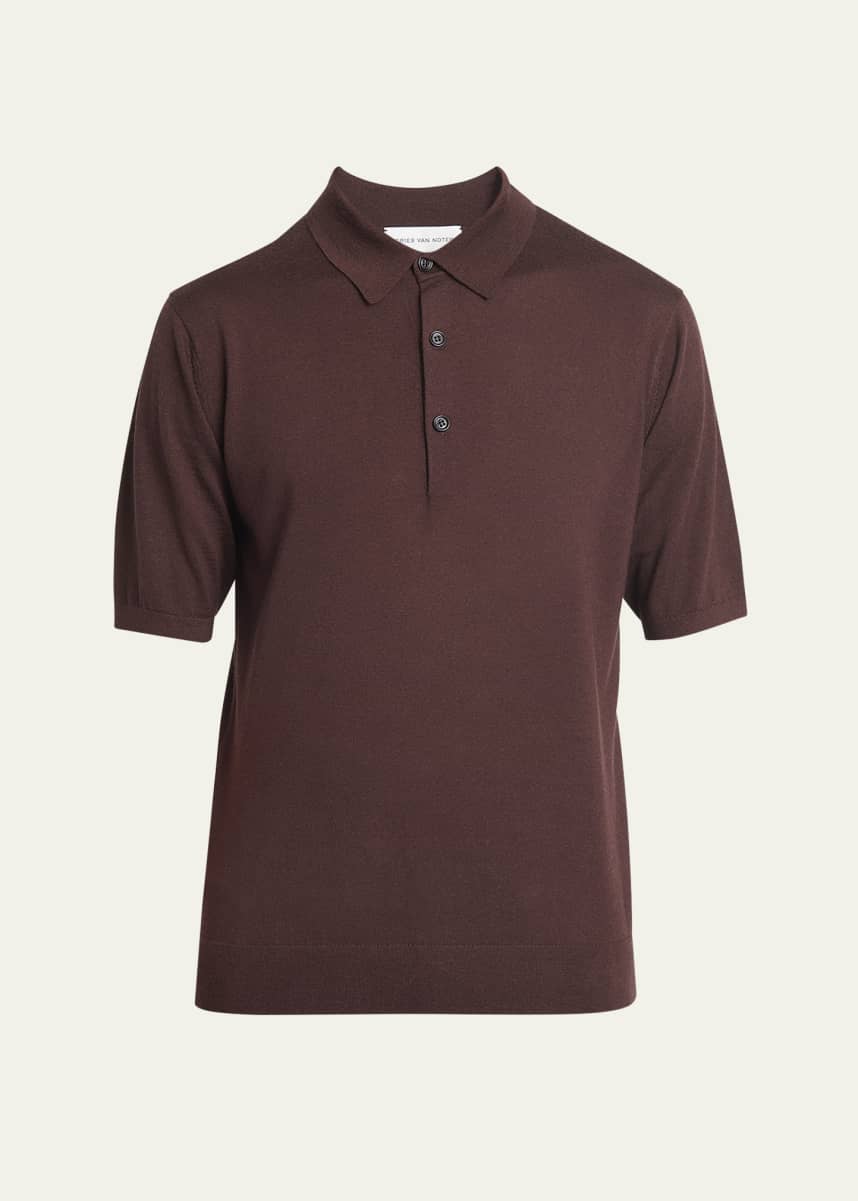 Dries Van Noten Men's Murice Fine-Gauge Polo Shirt