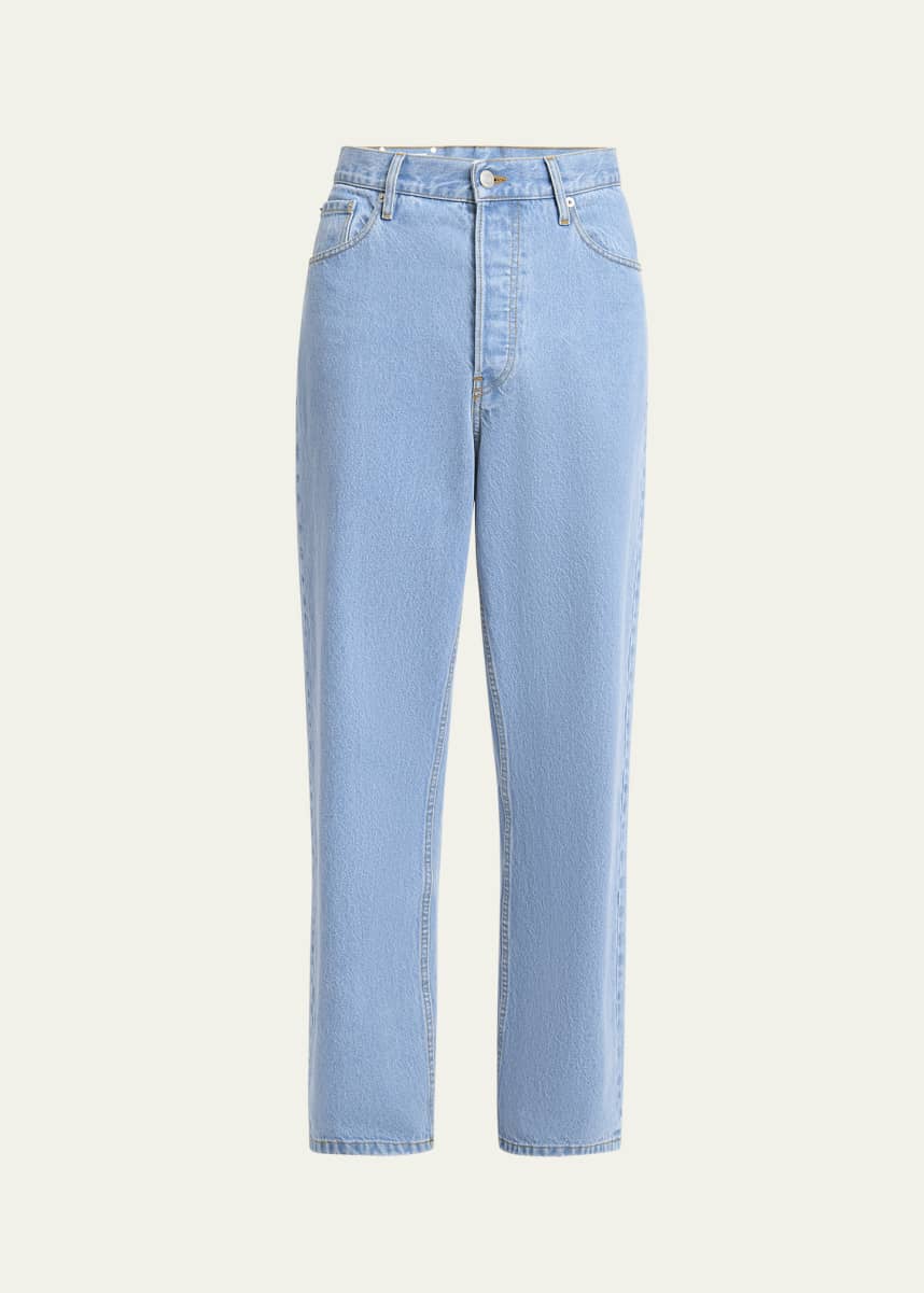 Dries Van Noten Men's Pine Bleached Wide-Leg Jeans