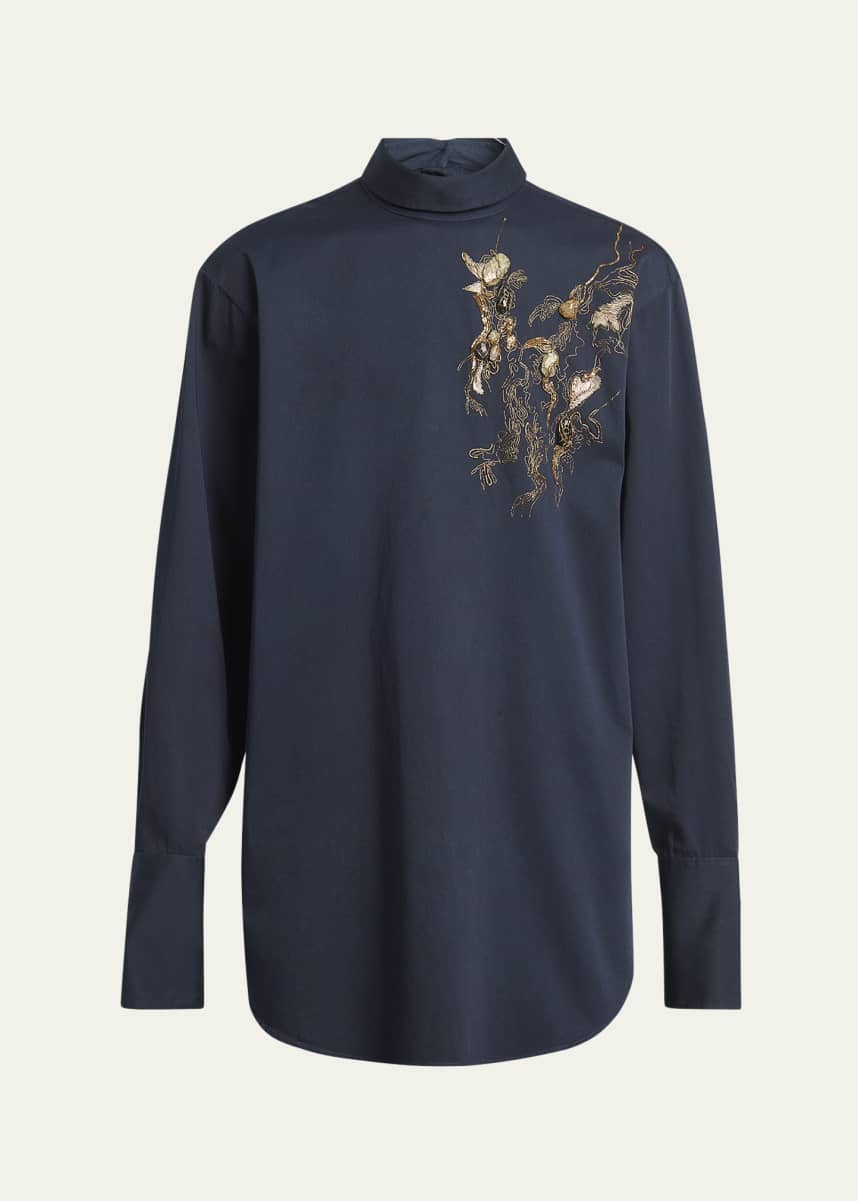 Dries Van Noten Men's Corsino Embellished Backwards Shirt