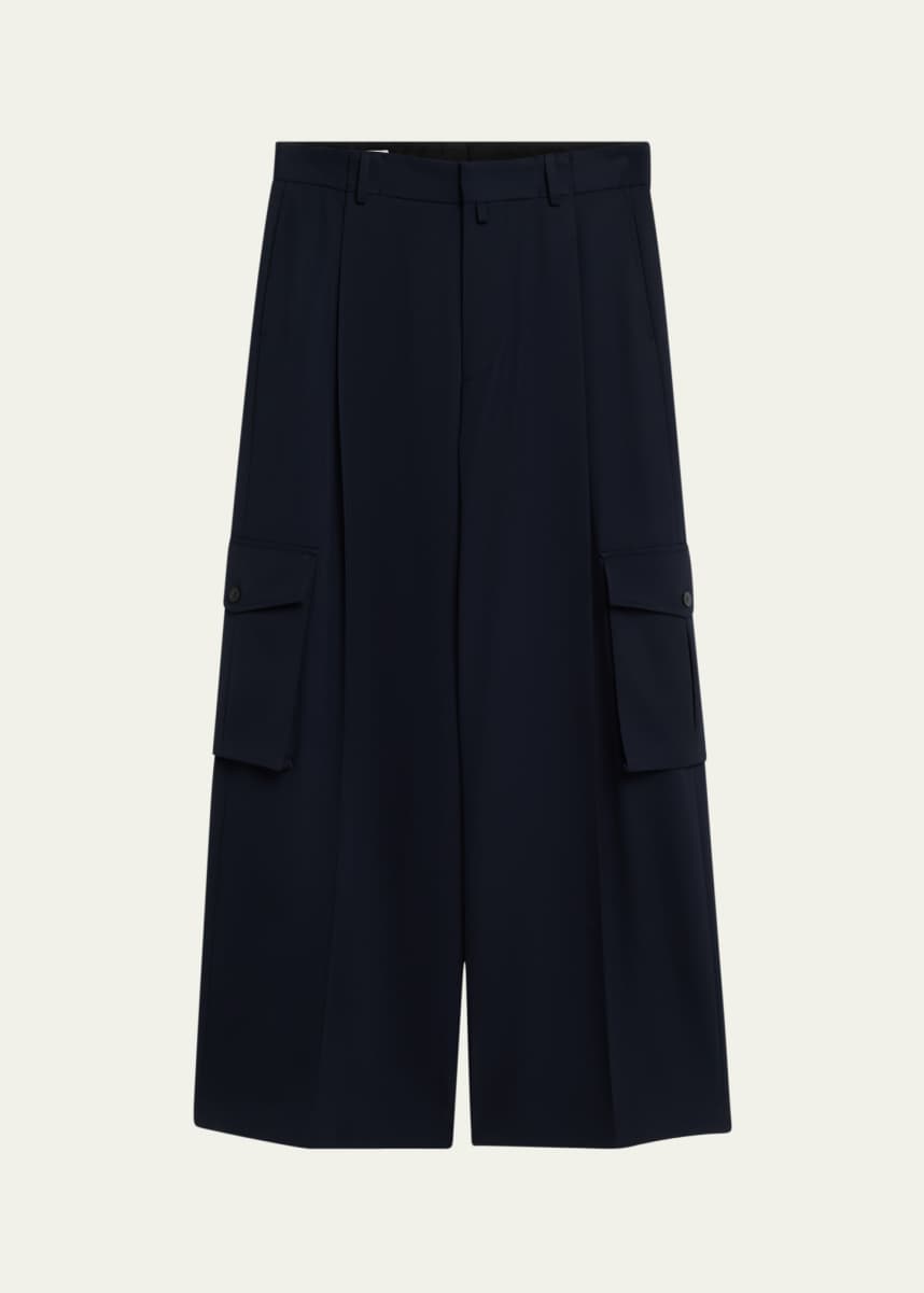 Dries Van Noten Men's Pier Tris Wide-Leg Gabardine Pants