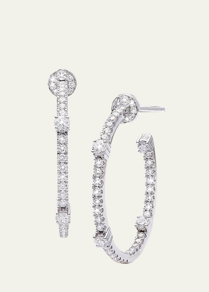 Nam Cho 18K White Gold Pavé Diamond Hoop Earrings