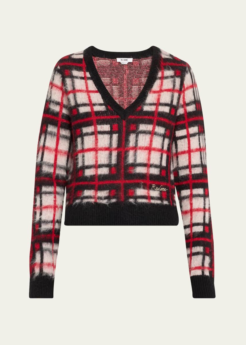 RE/DONE Tartan V-Neck Sweater