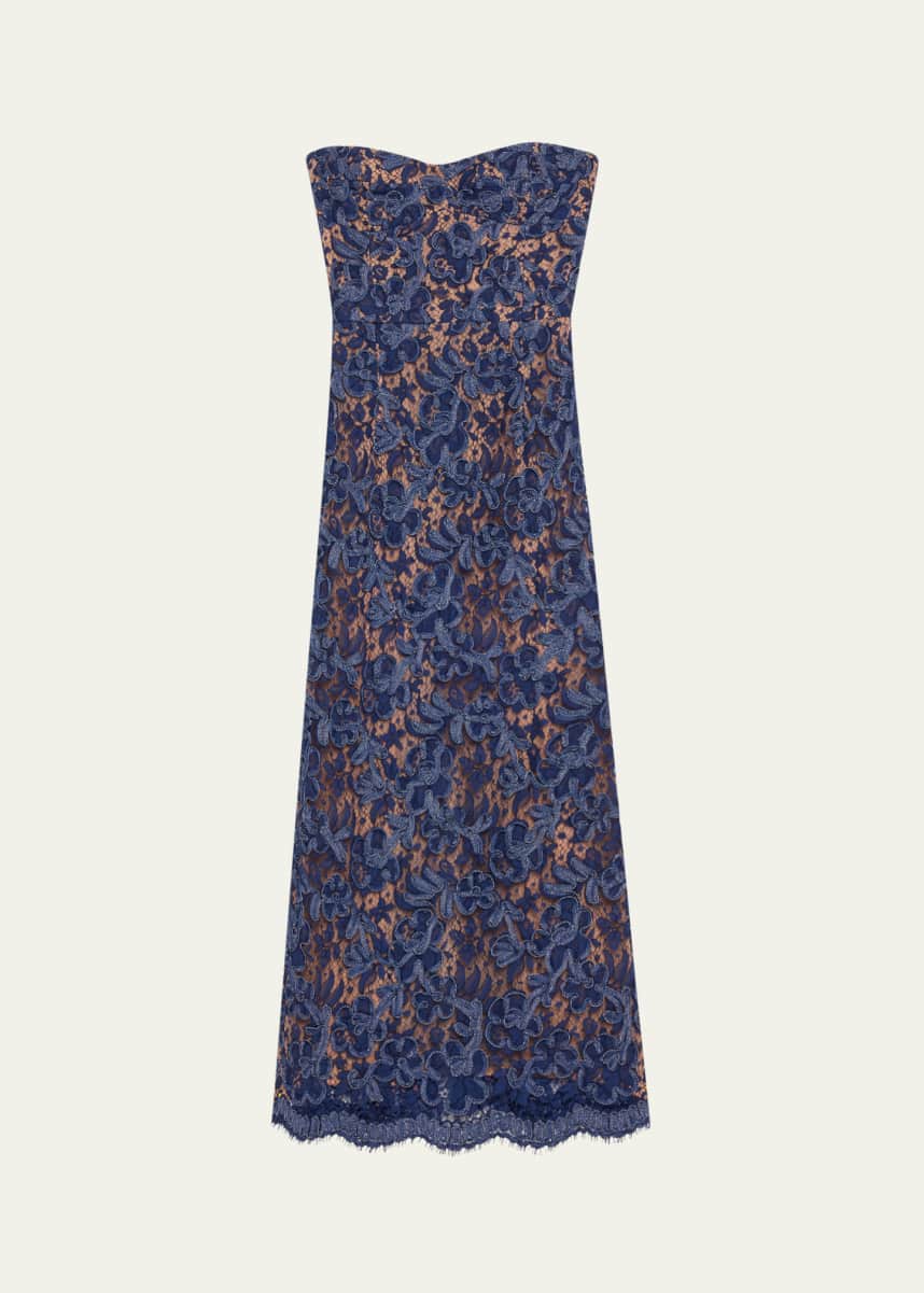 Michael Kors Collection Strapless Lace Sheath Midi Dress