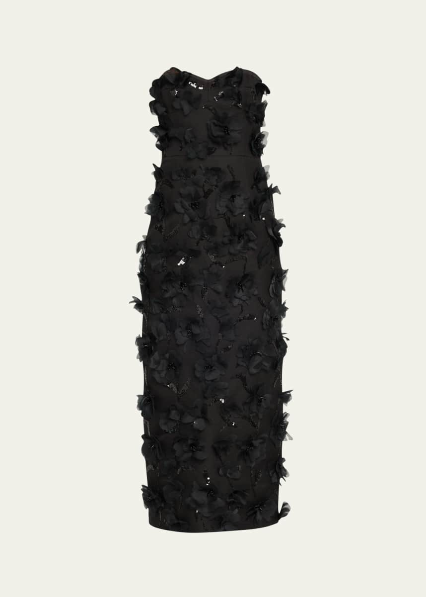 Michael Kors Collection Floral Hand Embellished Strapless Sheath Dress