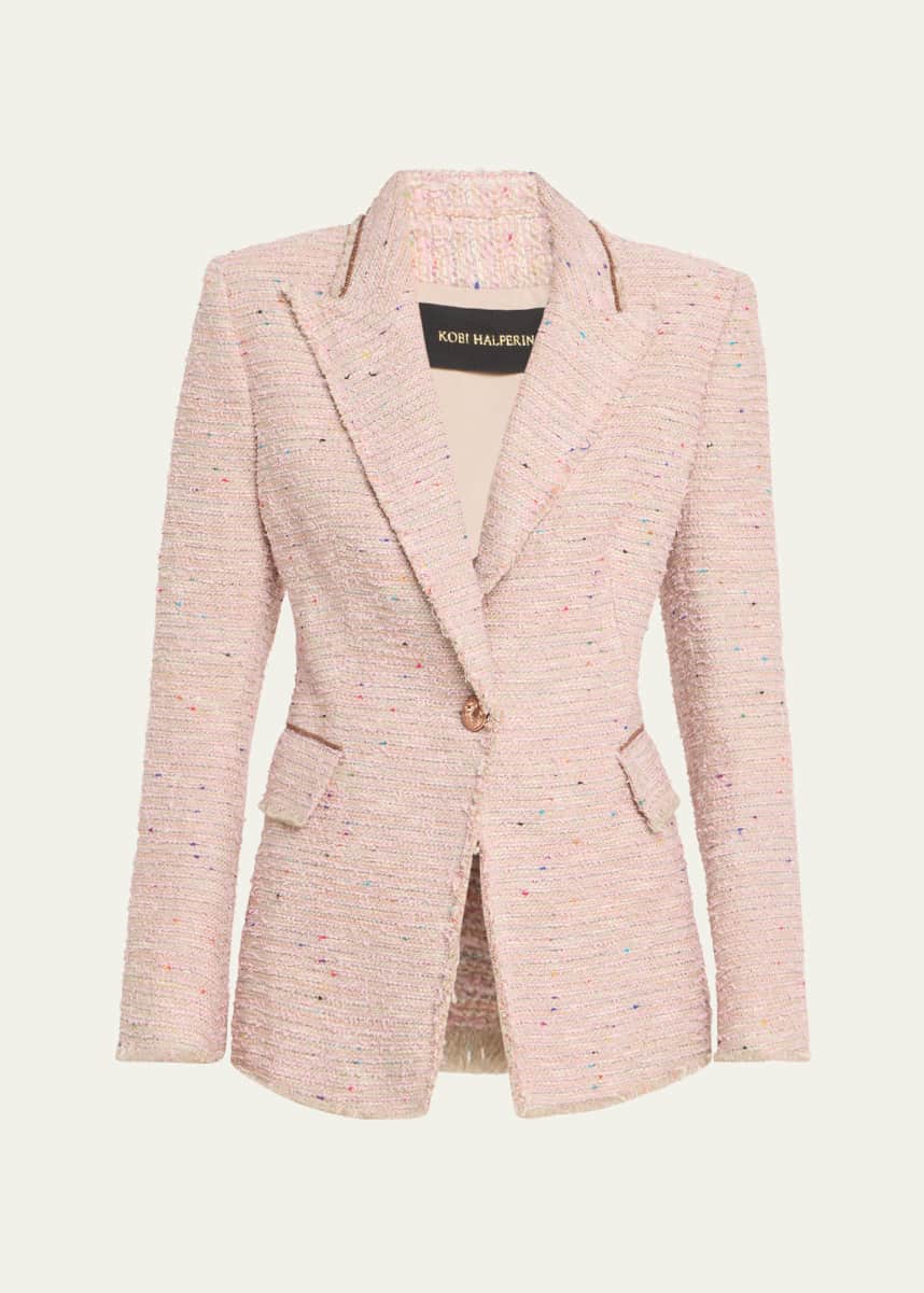 Kobi Halperin Fiorellie Chain-Trim Tweed Jacket