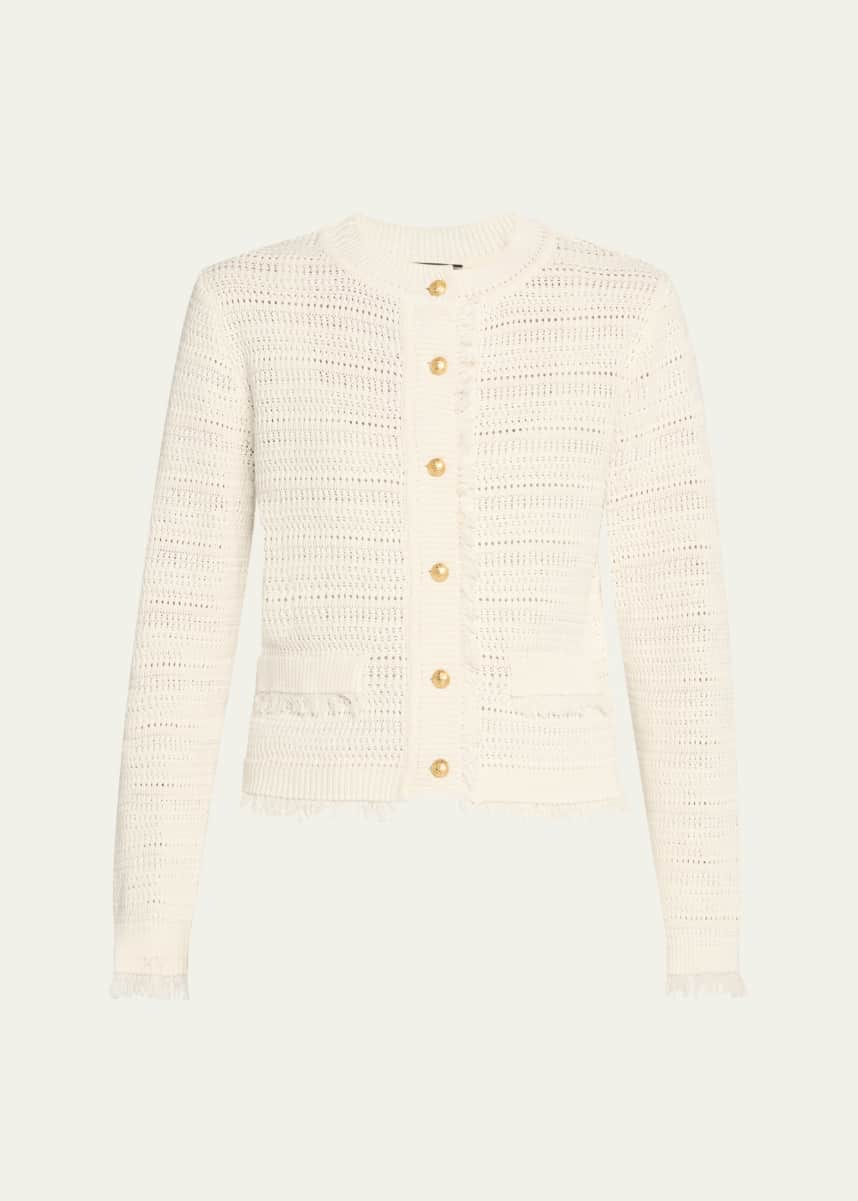 Kobi Halperin Taza Pointelle-Knit Fringed Sweater