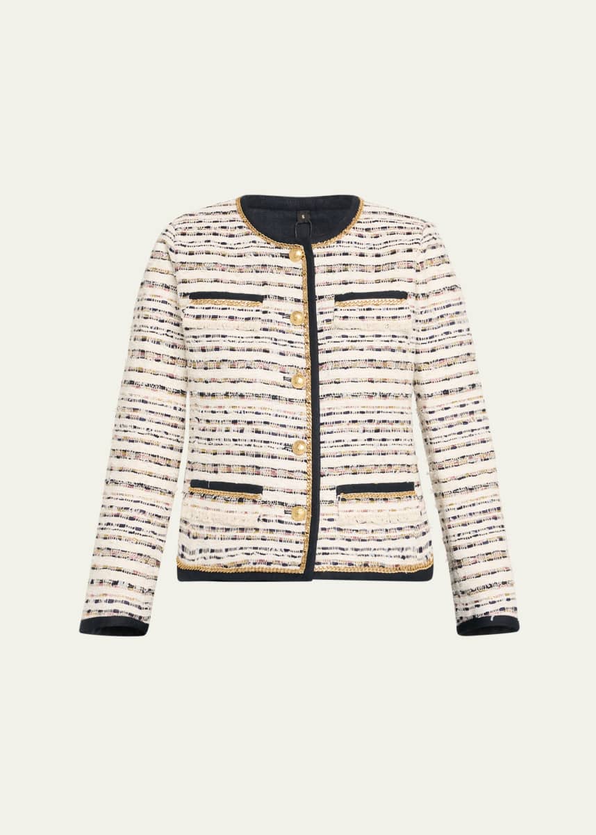 Kobi Halperin Kiera Chain-Trim Fringed Tweed Jacket