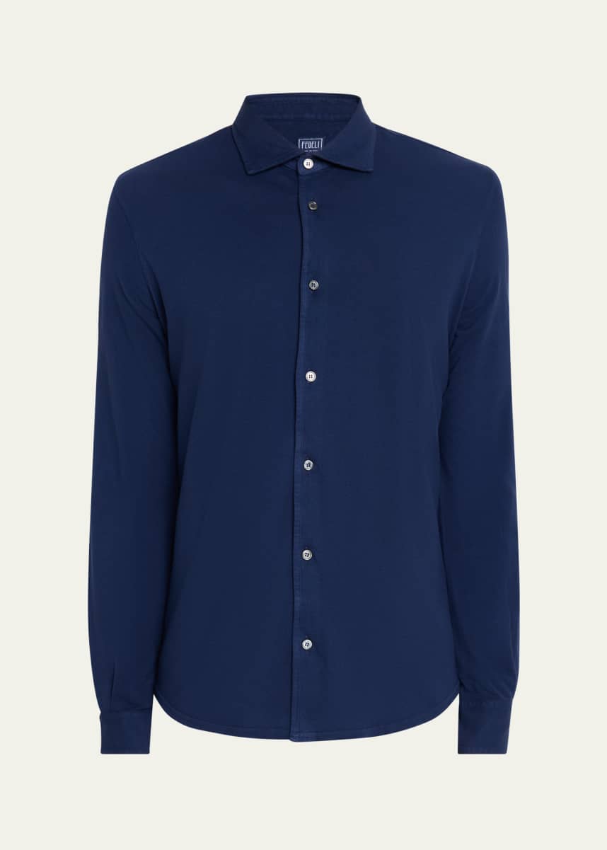 Fedeli Men's Frosted Pique Casual Button-Down Shirt