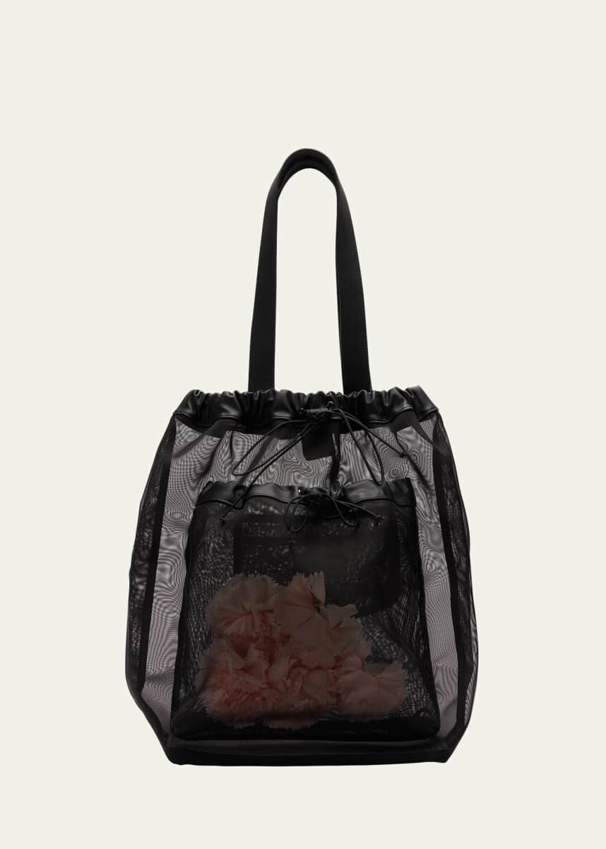 Simone Rocha Sheer Stuffed Carnation Pocket Tote Bag