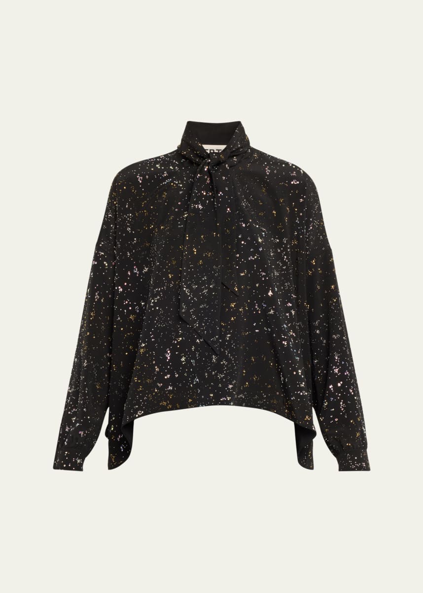 Libertine Meteor Shower Embellished Scarf Blouse