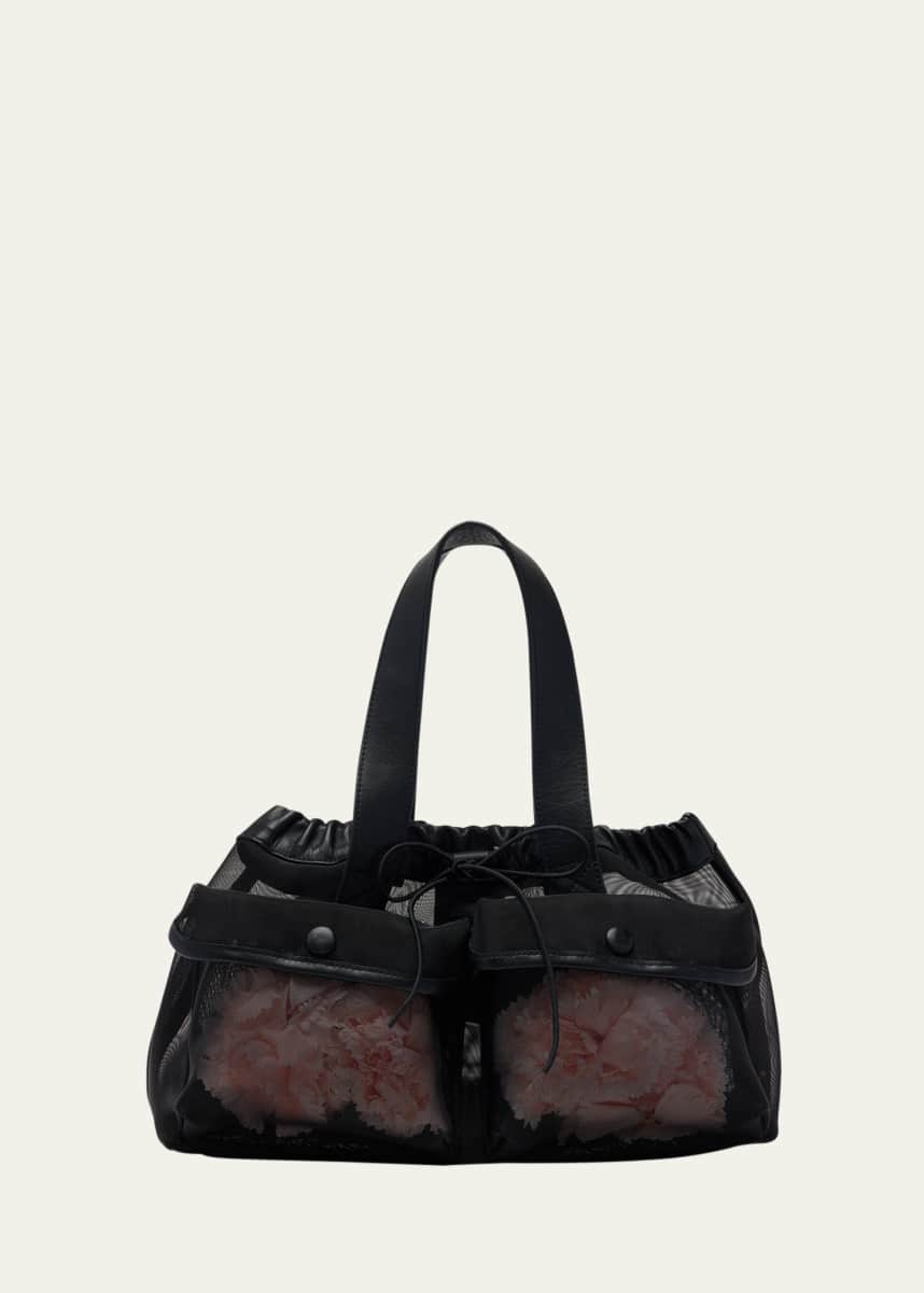 Simone Rocha Mini Sheer Stuffed Carnation Drawstring Top-Handle Bag