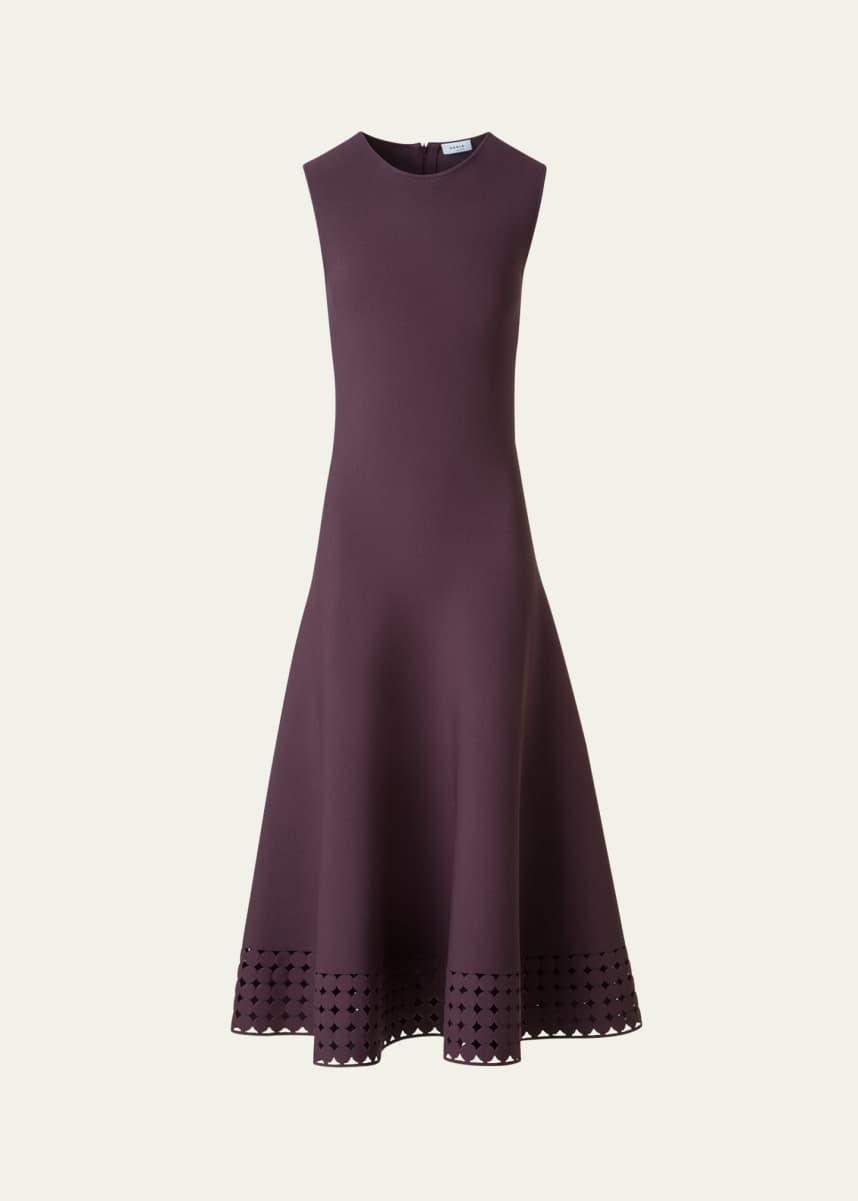 Akris punto Dot Lace-Hem Sleeveless Midi Dress