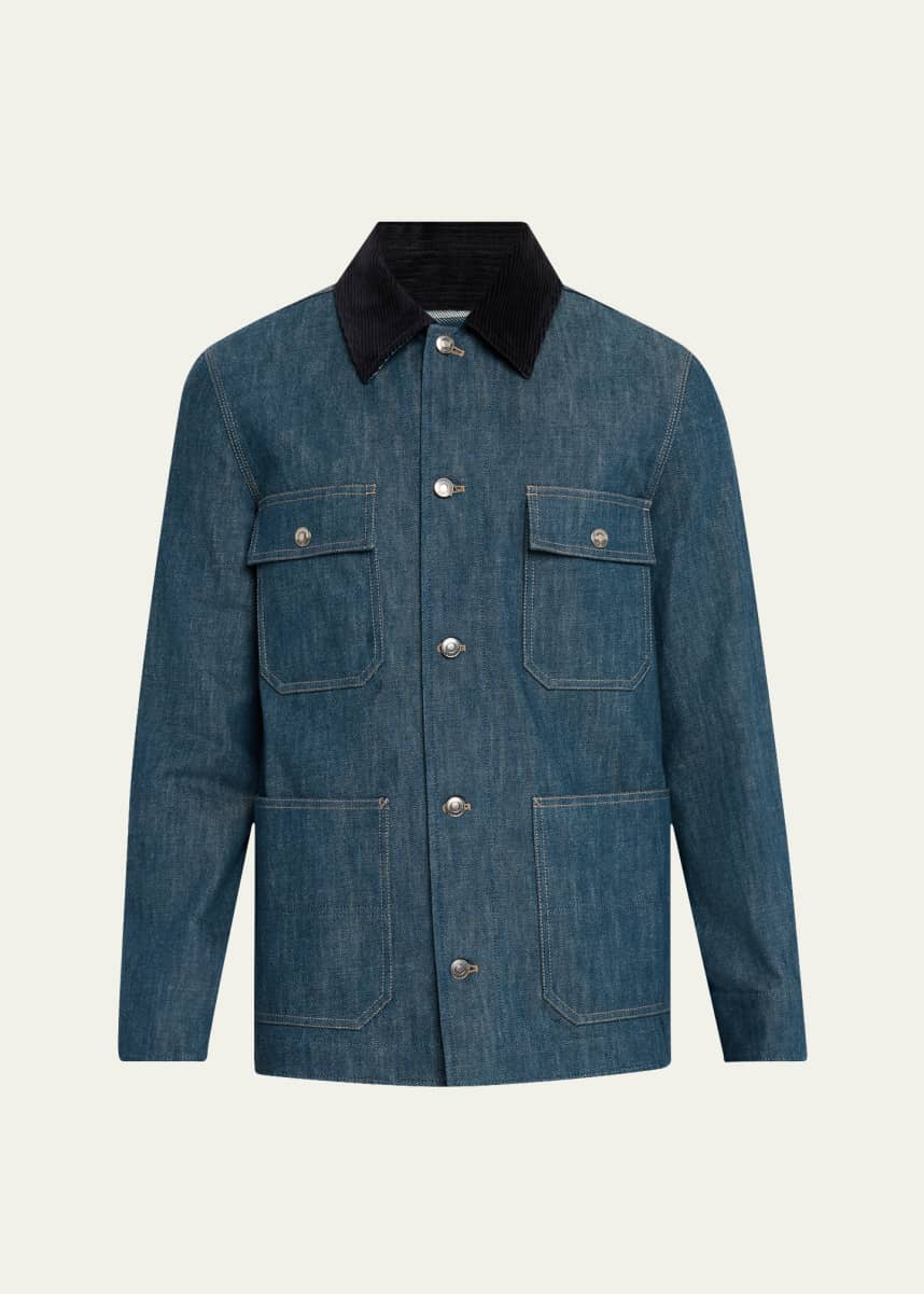 Loro Piana Men's Conley Corduroy-Collar Denim Blouson