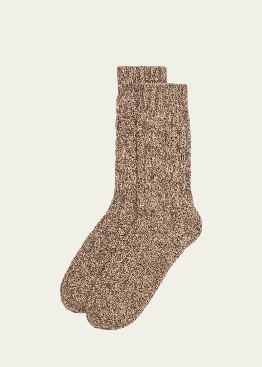 Loro Piana Men's Treccia Baby Cashmere Crew Socks