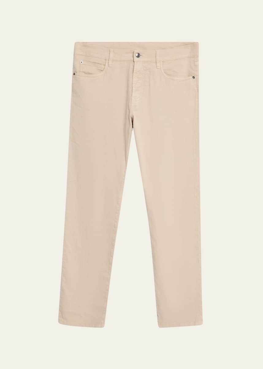 Loro Piana Men's Quarona Linen and Cotton Stretch Five-Pocket Pants