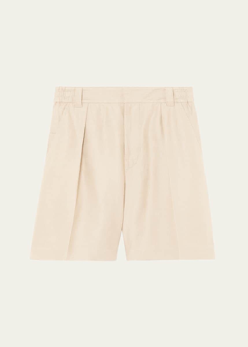 Loro Piana Men's Reinga Linen Pleated Bermuda Shorts