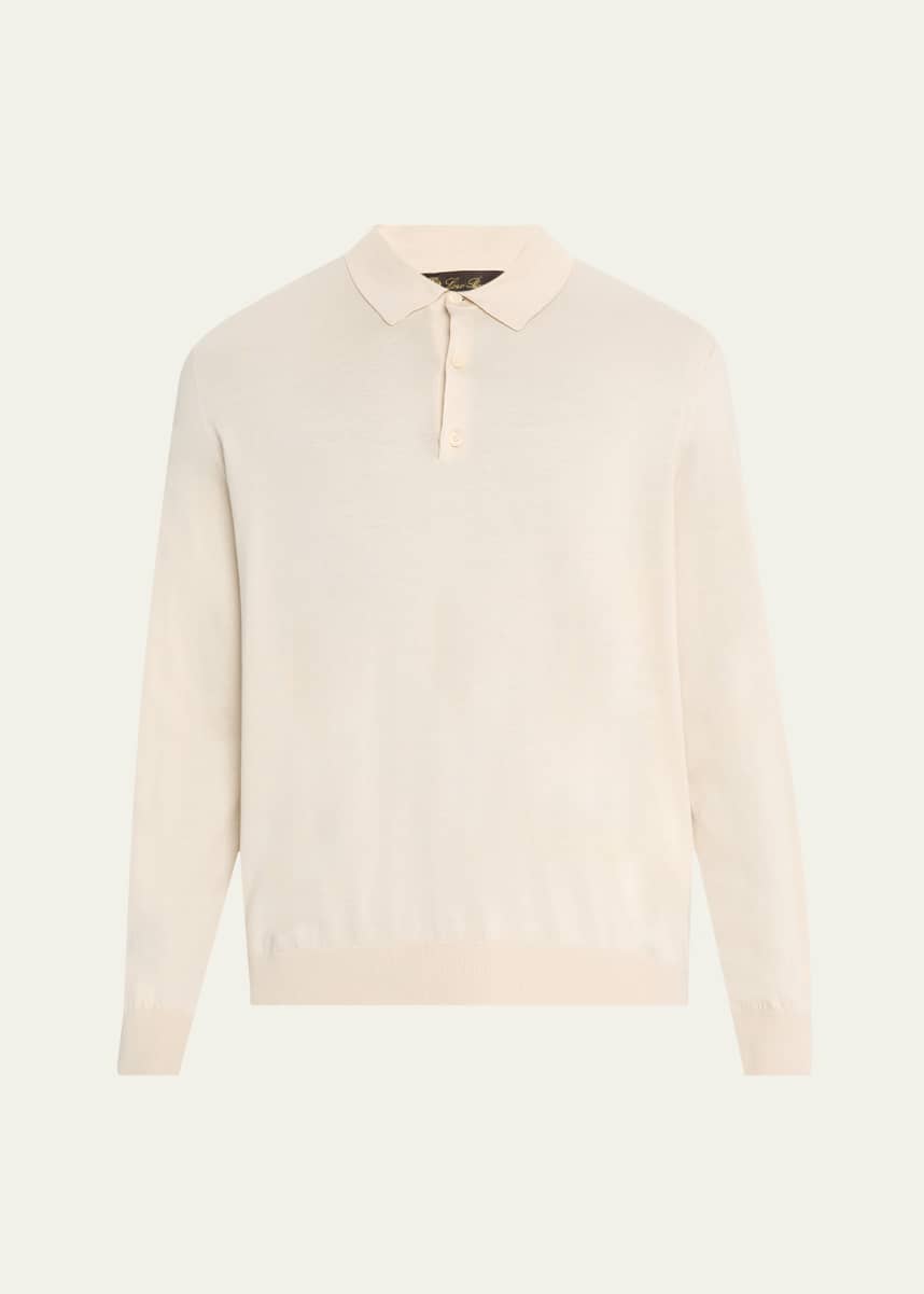 Loro Piana Men's Loro Island Cotton Giza Long-Sleeve Polo Shirt