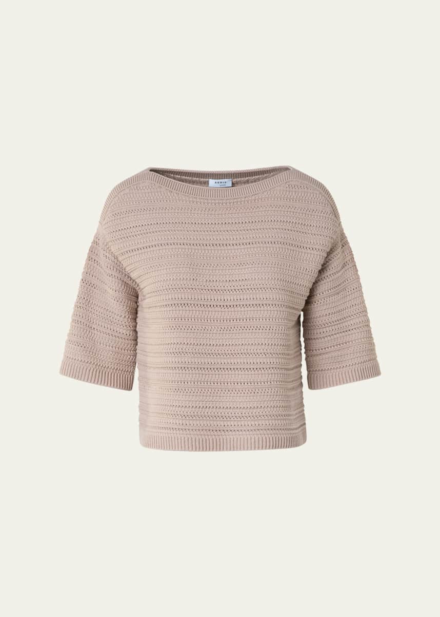 Akris punto Crochet Boat-Neck Boxy Sweater