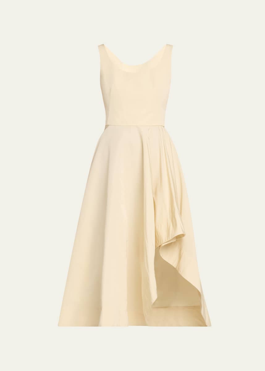 McQueen Scoop-Neck Asymmetric Midi Dress