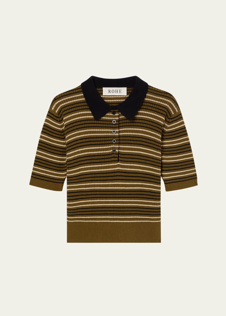 Rohe Striped Knit Polo Top