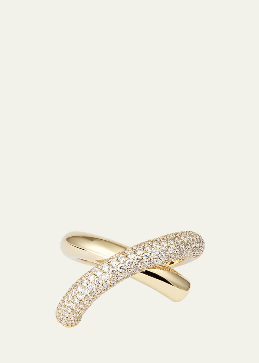 ENGELBERT Cross Loop Half Pavé Diamond Ring, Medium (Size 7.25)