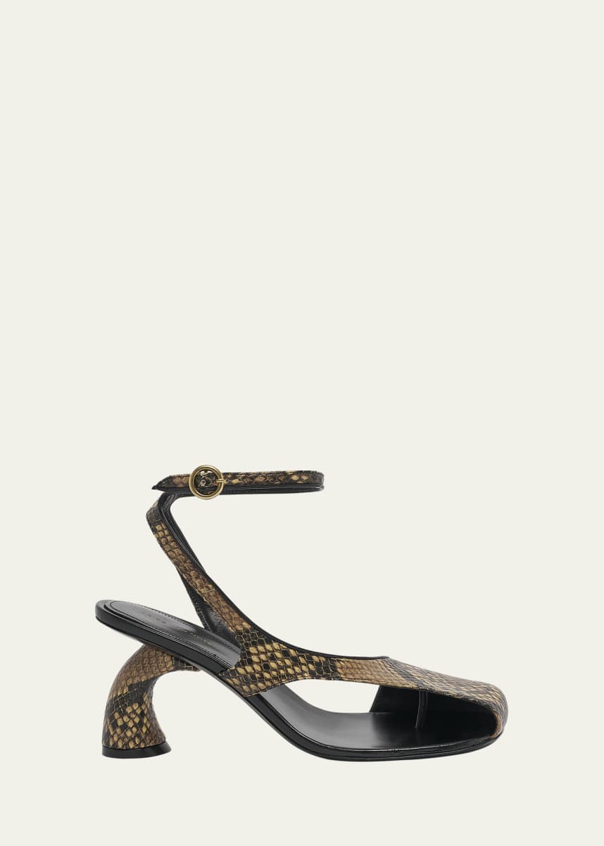 Dries Van Noten Virgo Snake-Embossed Asymmetrical Sandals