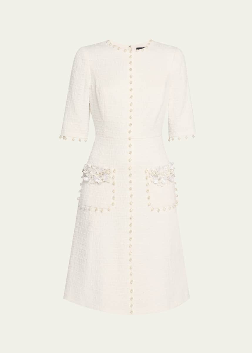 Rickie Freeman for Teri Jon Bead-Embellished Boucle Dress