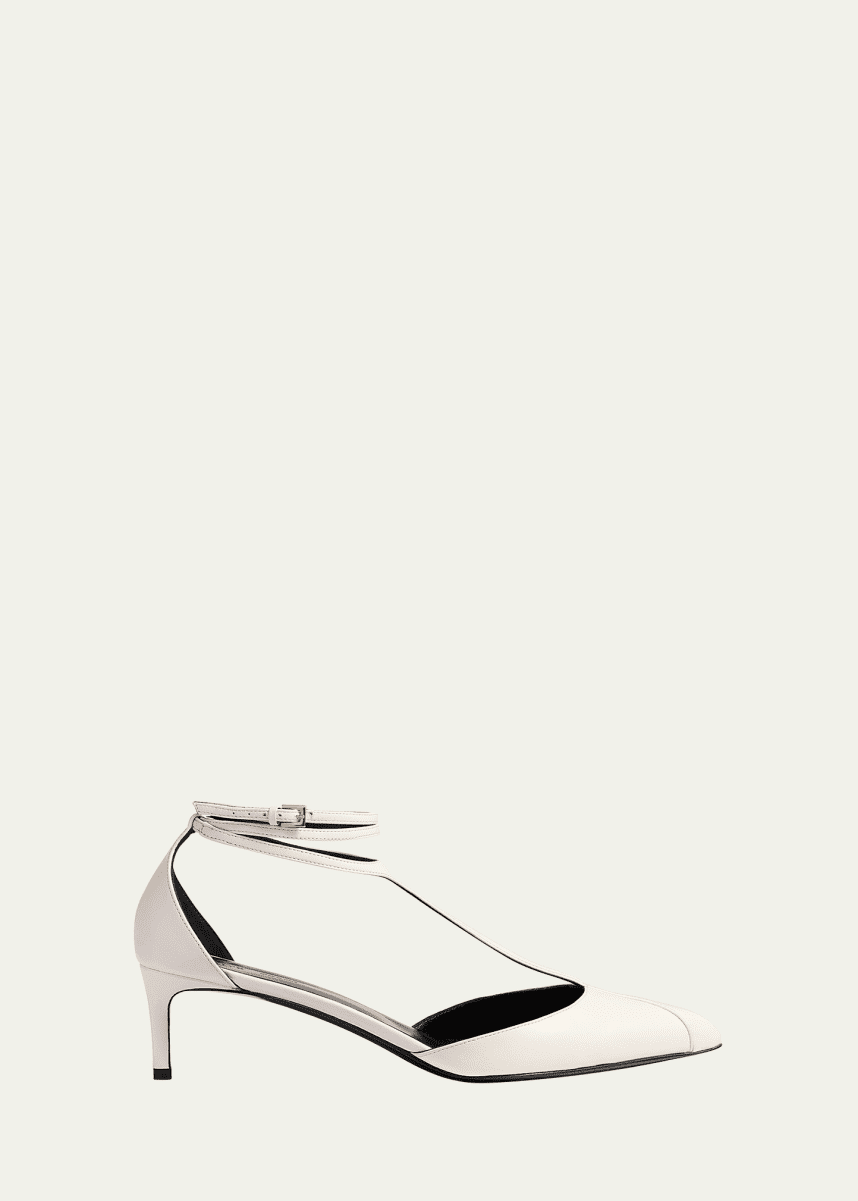 Khaite Mia Leather Kitten-Heel Pumps