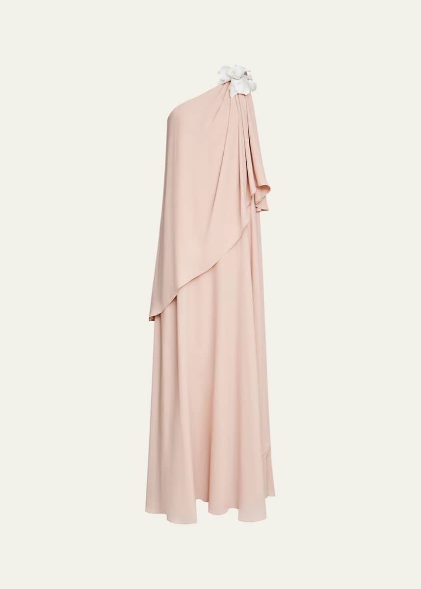 Halston Solena One-Shoulder Georgette Gown