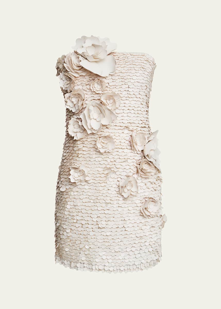 Halston Farren Strapless Paillette & Applique Gown