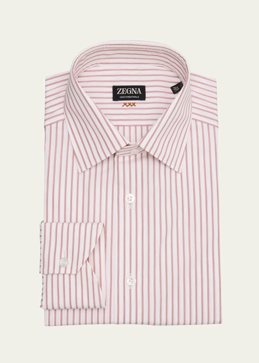 ZEGNA Men's Centoventimila Cotton Stripe Dress Shirt