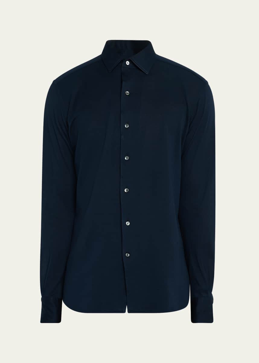 ZEGNA Men's Cotton Pique Jersey Sport Shirt