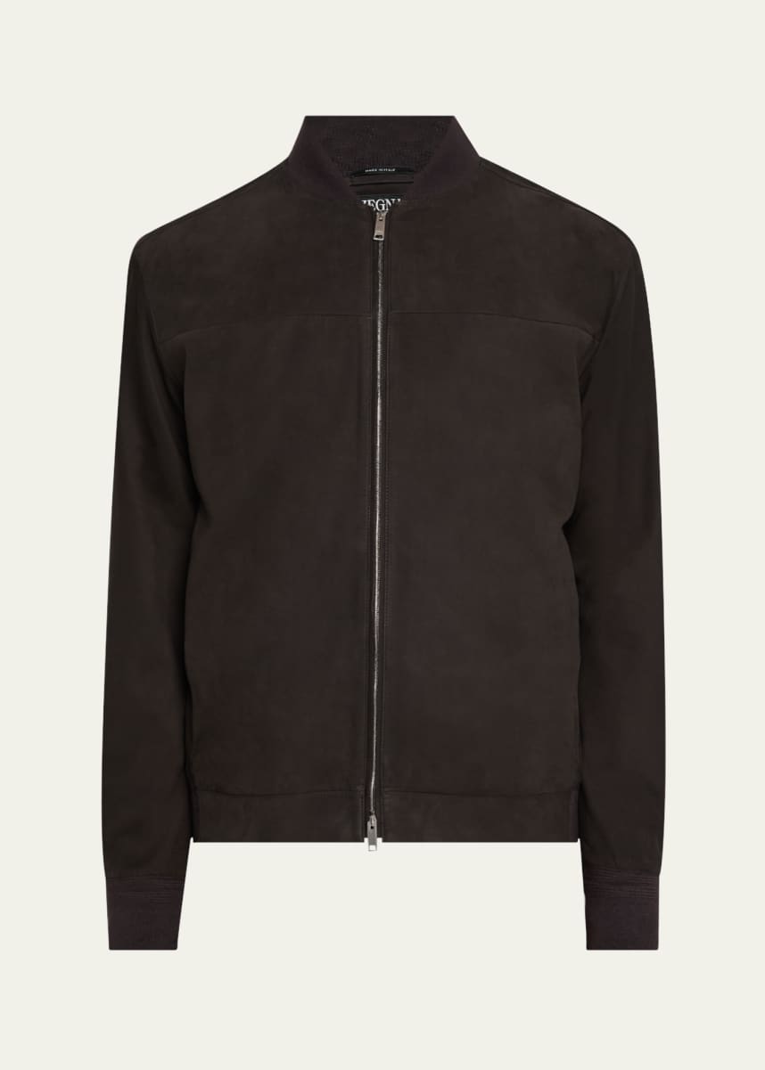 ZEGNA Men's Secondskin Leather Bomber Jacket