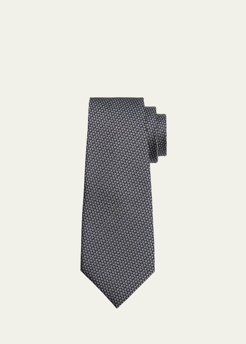ZEGNA Men's Geometric Jacquard Silk Tie