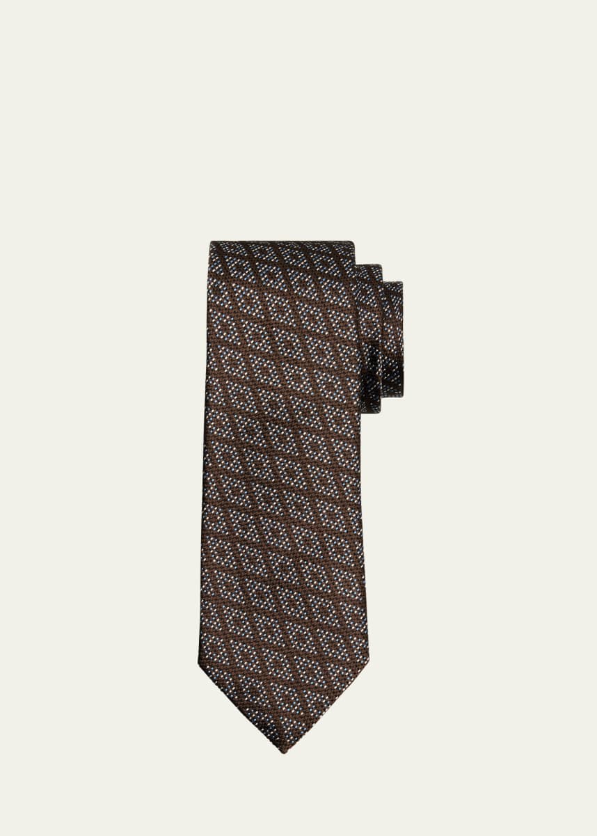 ZEGNA Men's Geometric Woven Silk Tie