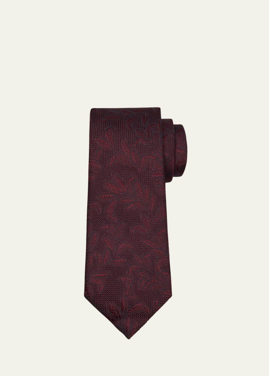 ZEGNA Men's Foliage Jacquard Silk Tie