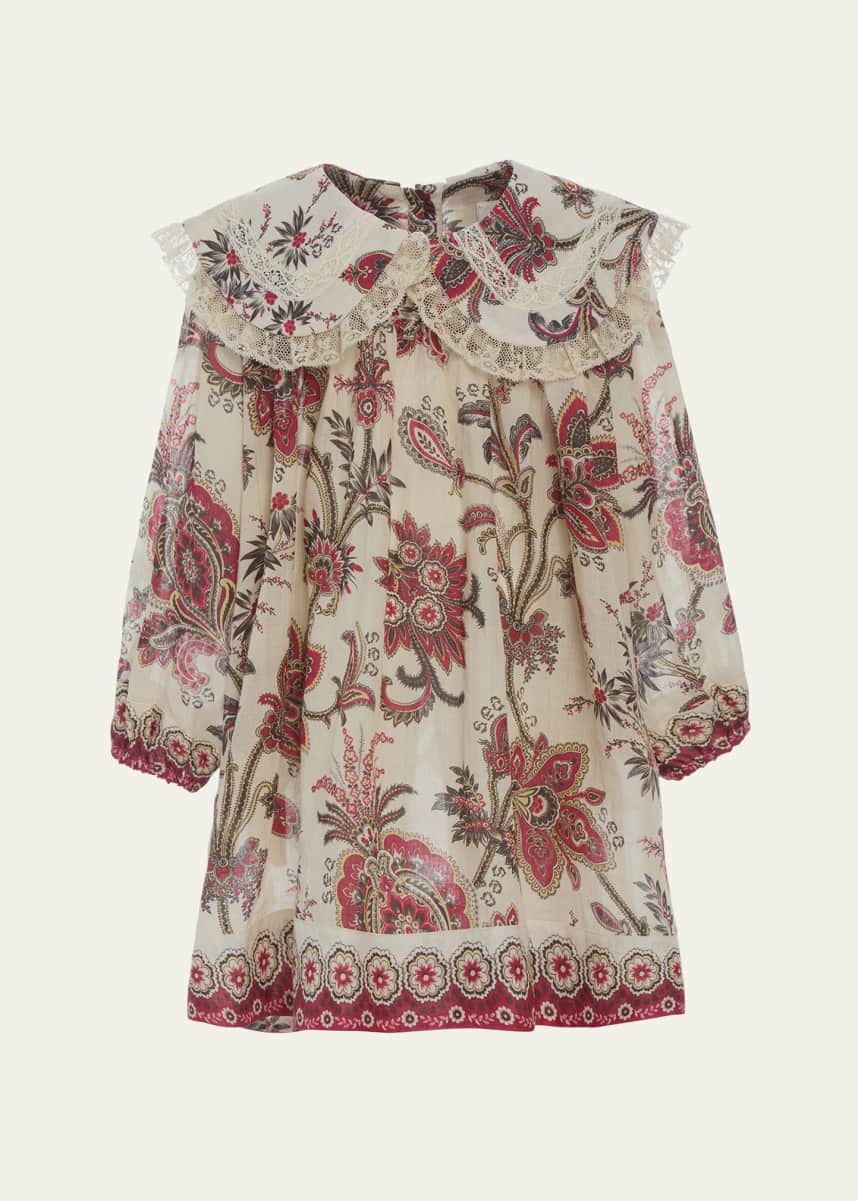 Sea Girl's Cassandra Paisley-Print Lace Trim Dress, Size 2-14