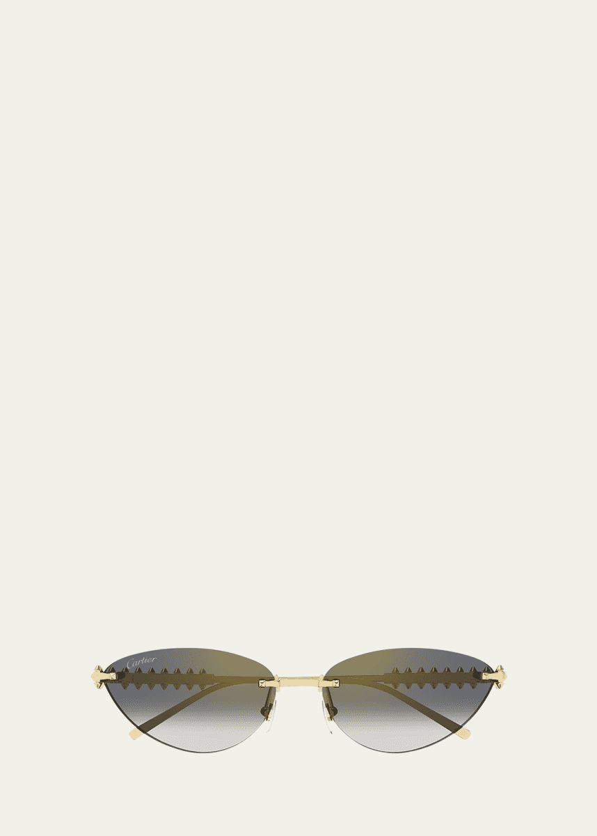 Cartier Rimless Metal Cat-Eye Sunglasses